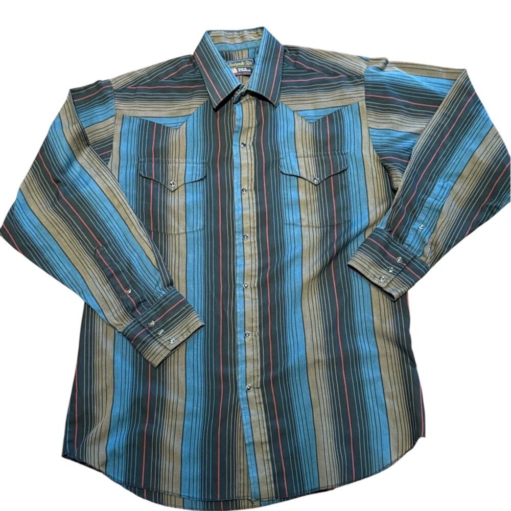 Vintage Panhandle Slim Multicolor Striped Men's Shirt in 16.5 x 35 Made in USA
